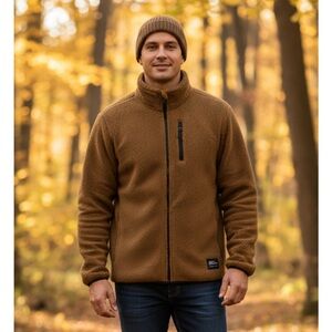 EDDIE BAUER Fleece Jacket, Men’s Size Large, Brown